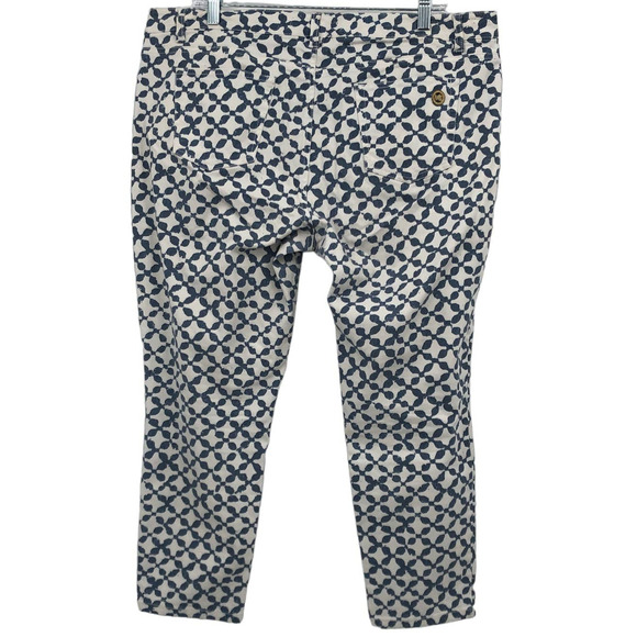 MICHAEL Michael Kors Trouser Pants Blue Pattern Straight Front White Size 16 - Picture 5 of 10